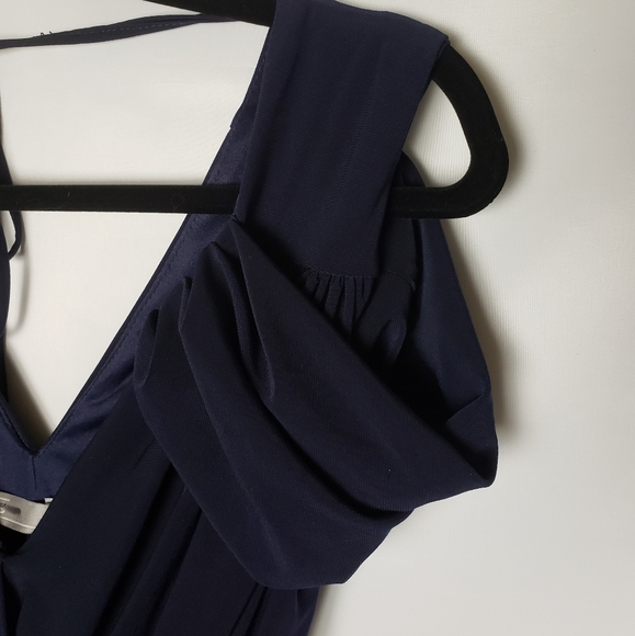 NWT Asos Tall Cold Shoulder Drape Dress Navy 4 - Picture 8 of 11